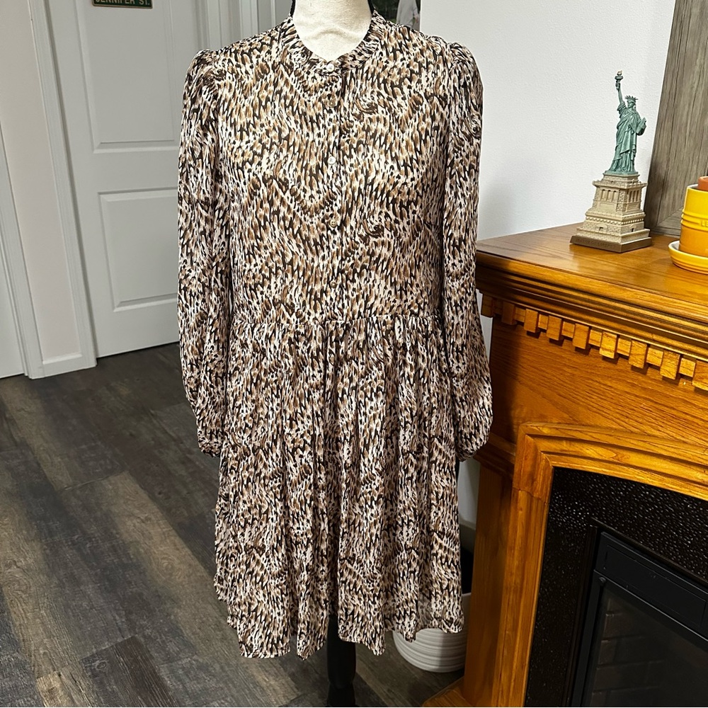 VILA animal print leopard print longsleeves dress lightweight EU size 38